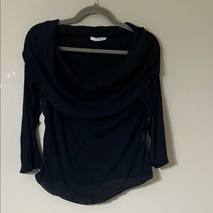 Zara Sophisticated Black Drape Neck Blouse